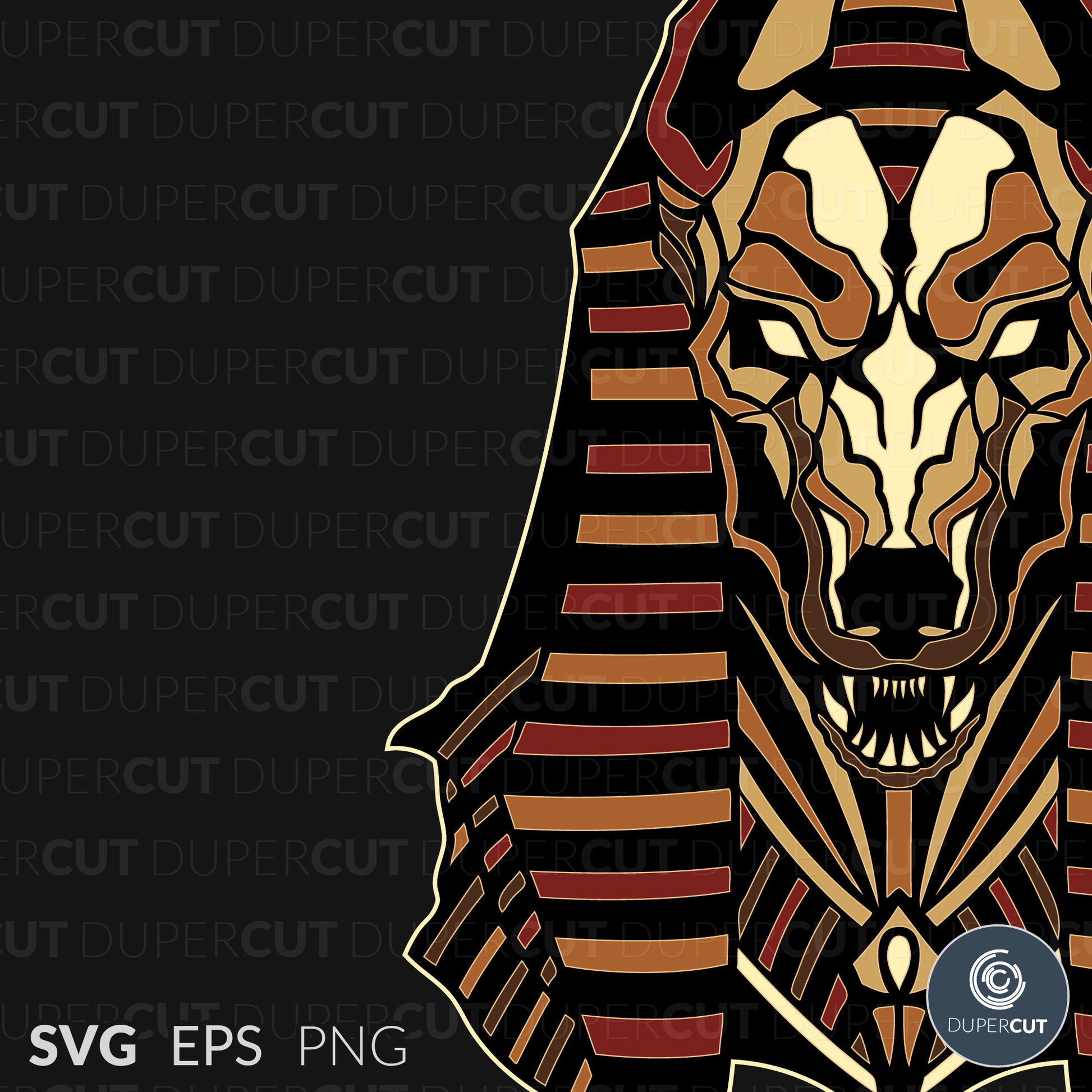 Vector Anubis -EPS, SVG, PNG files. Colour illustration for print on demand, sublimation, custom t-shirts, hoodies, tumblers.