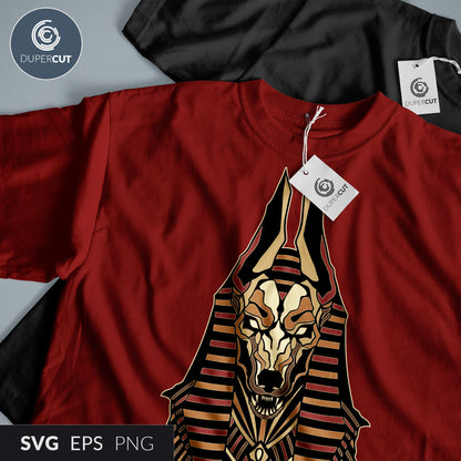 Anubis - Custom apparel design, Amazon merch template - EPS, SVG, PNG files. Vector Colour illustration for print on demand, sublimation, custom t-shirts, hoodies, tumblers.