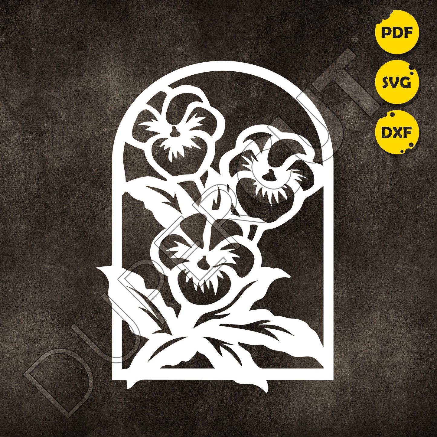 Pansies flowers - SVG DXF JPEG files for CNC machines, laser cutting, Cricut, Silhouette Cameo, Glowforge engraving