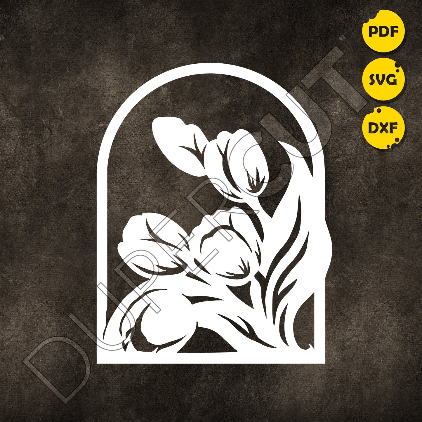 SVG PNG DXF Tulips bouquet - paper cutting template, print on demand files, for Cricut, Grlowforge, Silhouette