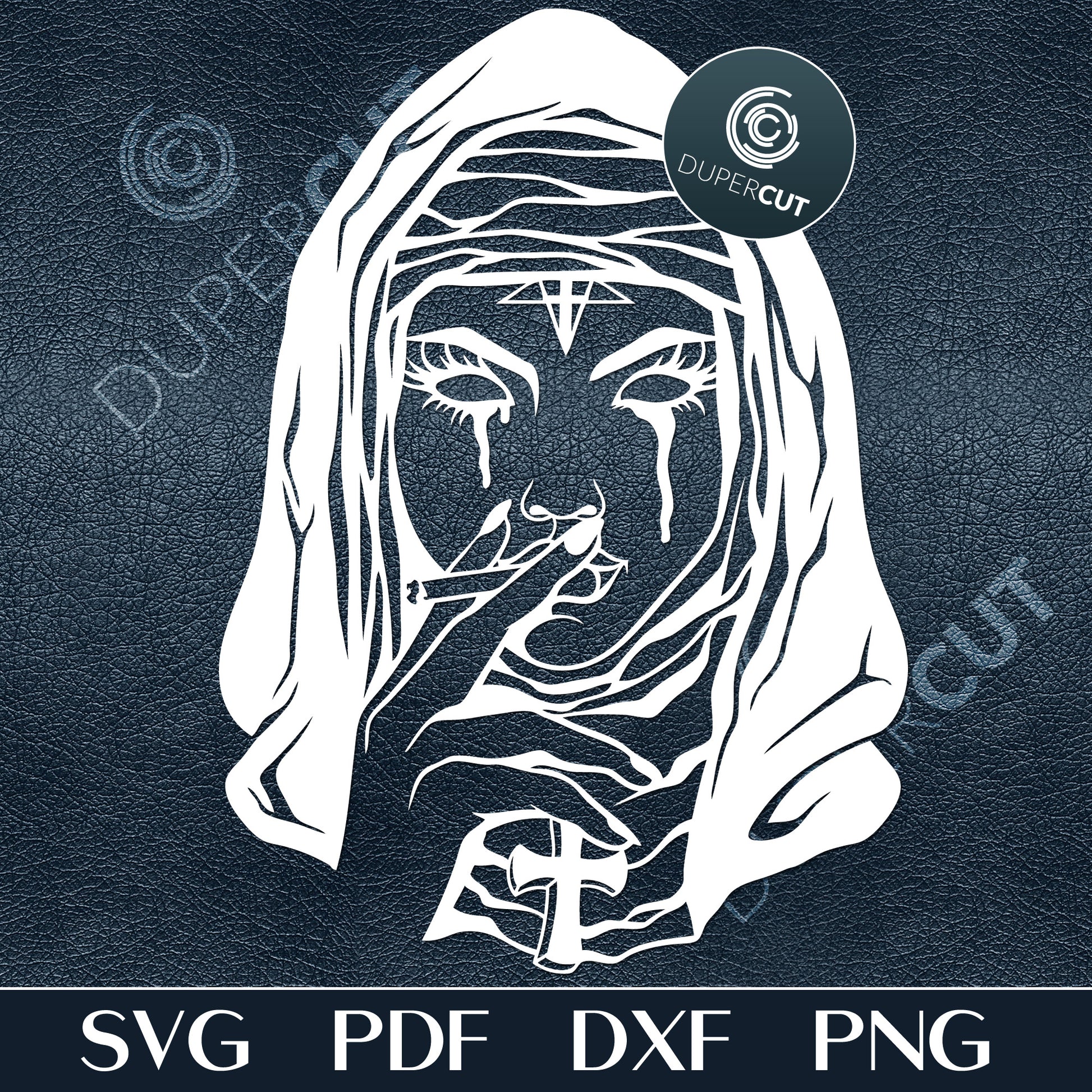 Sinful Nun line drawing, SVG PNG DXF cutting files, for print on demand, sublimation, vinyl, commercial use