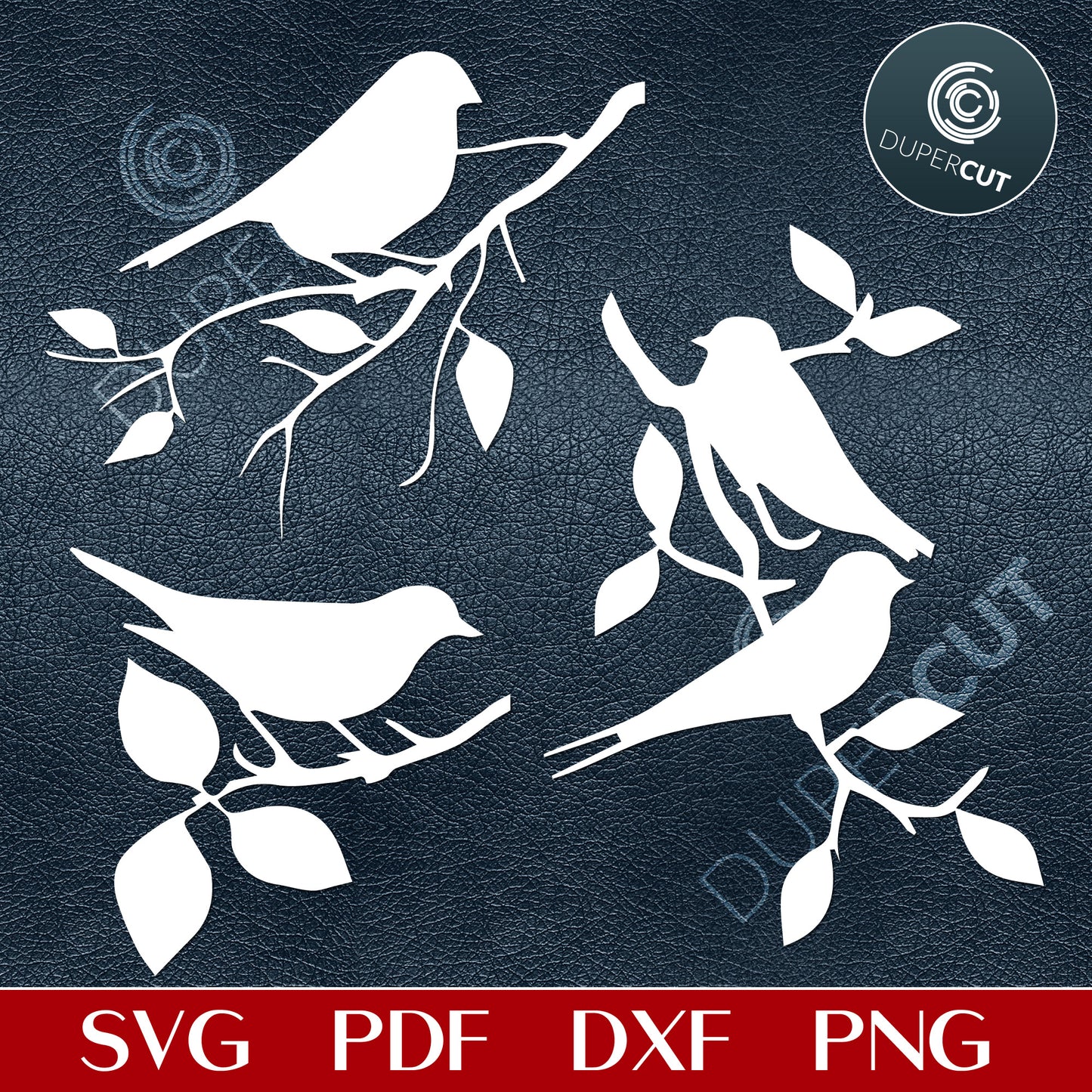 Bird on a branch, for beginners, laser paper cutting, engraving, mold making. - SVG DXF PNG vector files for laser and CNC machines, Cricut, Silhouette Cameo, Glowforge projects. 