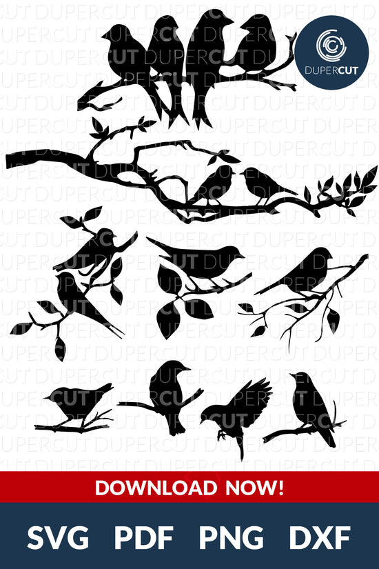 Birds Silhouettes - Set of 10 - SVG / DXF / PDF – DuperCut