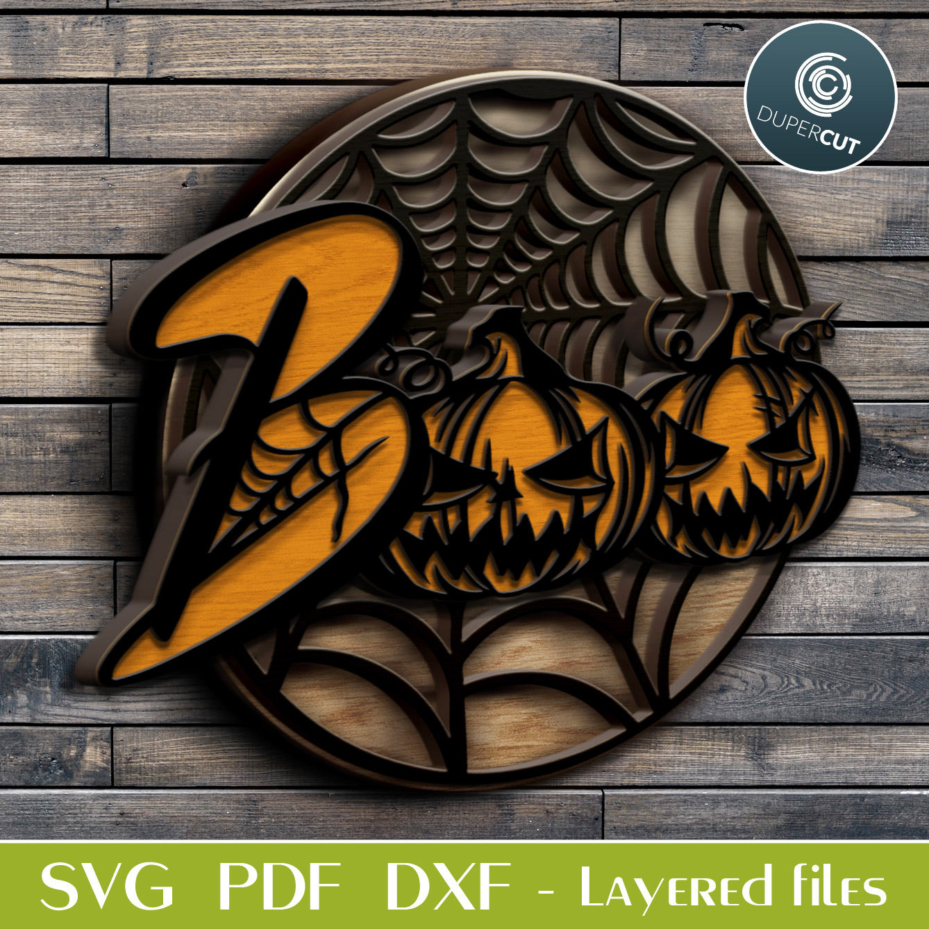 Halloween door hanger - SVG PDF DXF layered cutting files for Glowforge, Cricut, Silhouette, CNC plasma laser machines by DuperCut