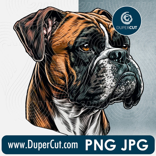 Boxer dog breed - JPG PNG file transparent background, high res pattern for sublimation, print on demand by www.dupercut.com