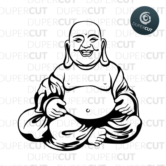 Laughing sitting fat buddha. SVG PNG DXF files Paper cutting template for personal or commercial use. Vinyl template cutting files for Cricut, Glowforge, Silhouette, CNC