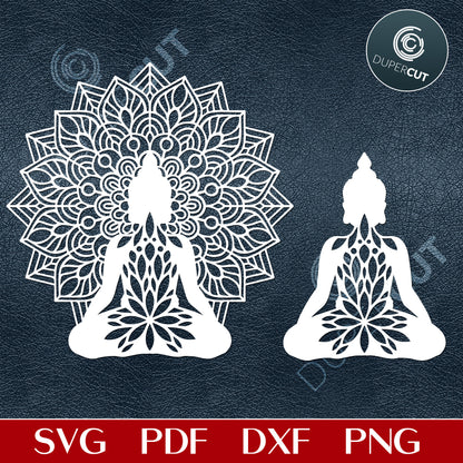 Meditating Buddha - SVG DXF PNG files for Cricut, Silhouette Cameo, Glowforge. For cutting machines, laser engraving, printing, mold making.