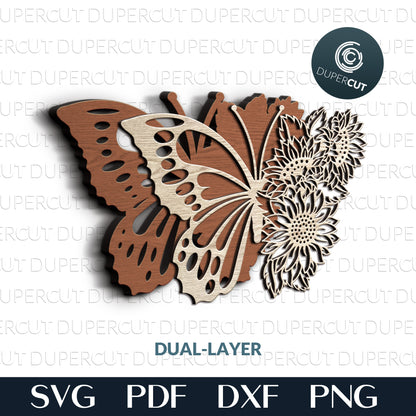SUNFLOWER BUTTERFLY - SVG / PDF / DXF / PNG