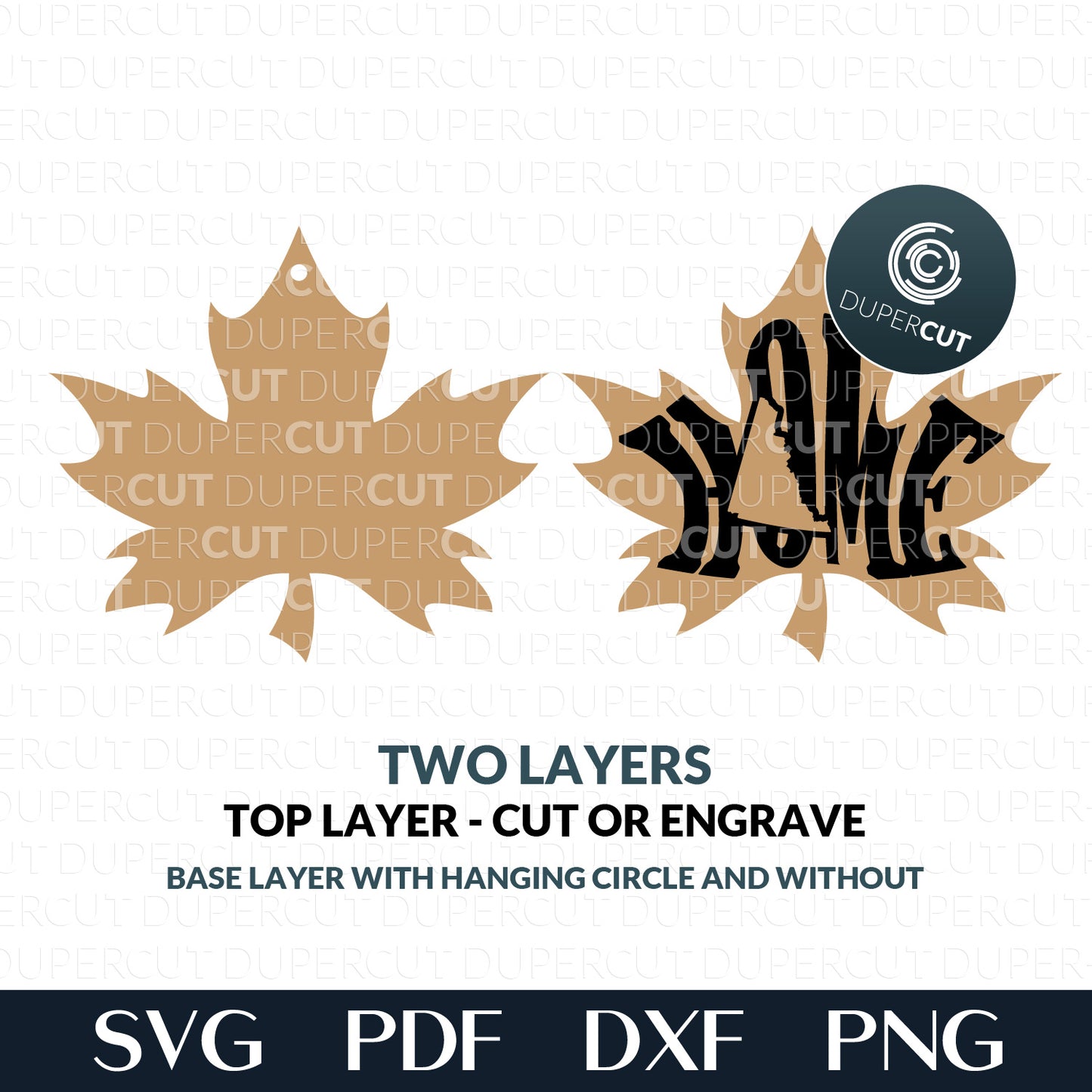 Canada maple leaf map wall decoration - Layered SVG cutting files for Glowforge, Cricut, Silhouette Cameo, CNC plasma machines by DuperCut.com