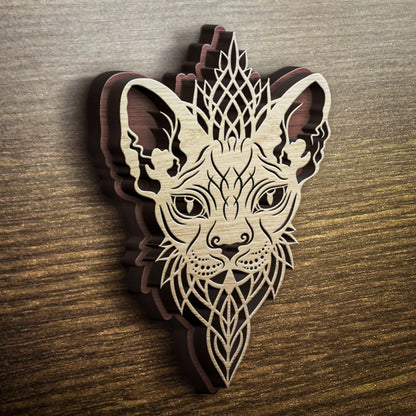 Layered laser cut Sphynx cat template, tattoo style papercutting template - SVG DXF PNG files for Cricut, Glowforge, Silhouette Cameo, CNC Machines