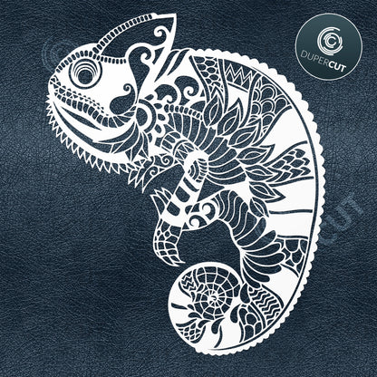 Papercutting Template - Chemeleon Zentangle - Decorative Mandala
