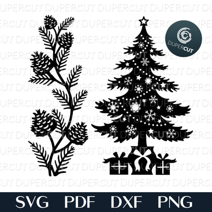Papercutting Template - SVG DXF Christmas files for Glowforge