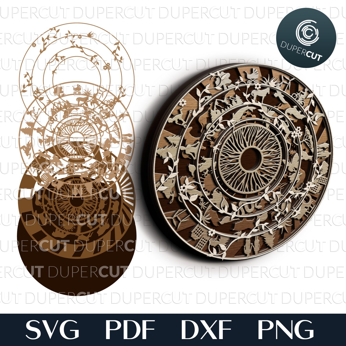 Our planet, Cradle of life - multi-layered cutting files - SVG PDF DXF vector template for laser machines Glowforge, Cricut, Silhouette, CNC Plasma