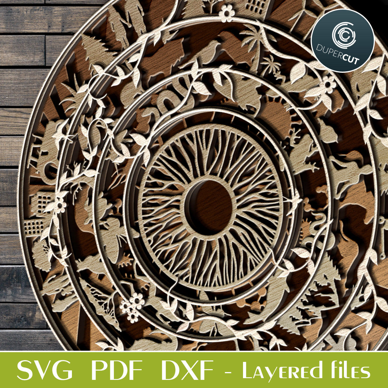 Eye of the earth, Abstract design - layered cutting files - SVG PDF DXF vector template for laser machines Glowforge, Cricut, Silhouette, CNC Plasma