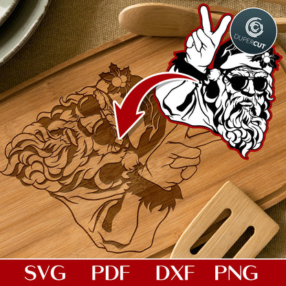 Santa in sunglasses holding up a peace sign,  SVG PNG DXF cutting files for Cricut, Silhouette, Glowforge. Christmas gifts engraving, etching cutting boards.