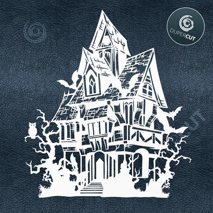 Paper cutting template - Creepy house - SVG DXF files for Cricut