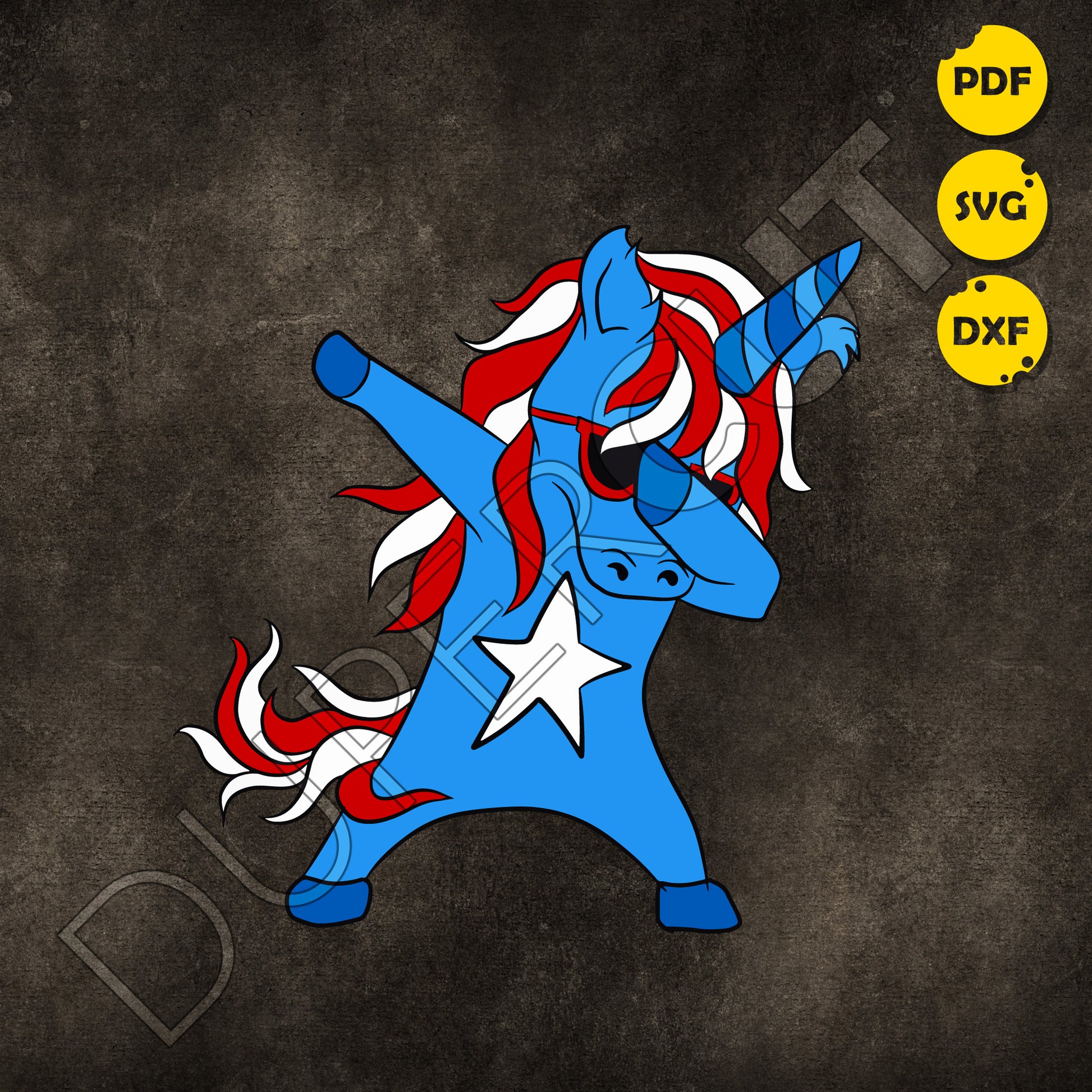 SVG PNG DXF file - American Dabbing Unicorn