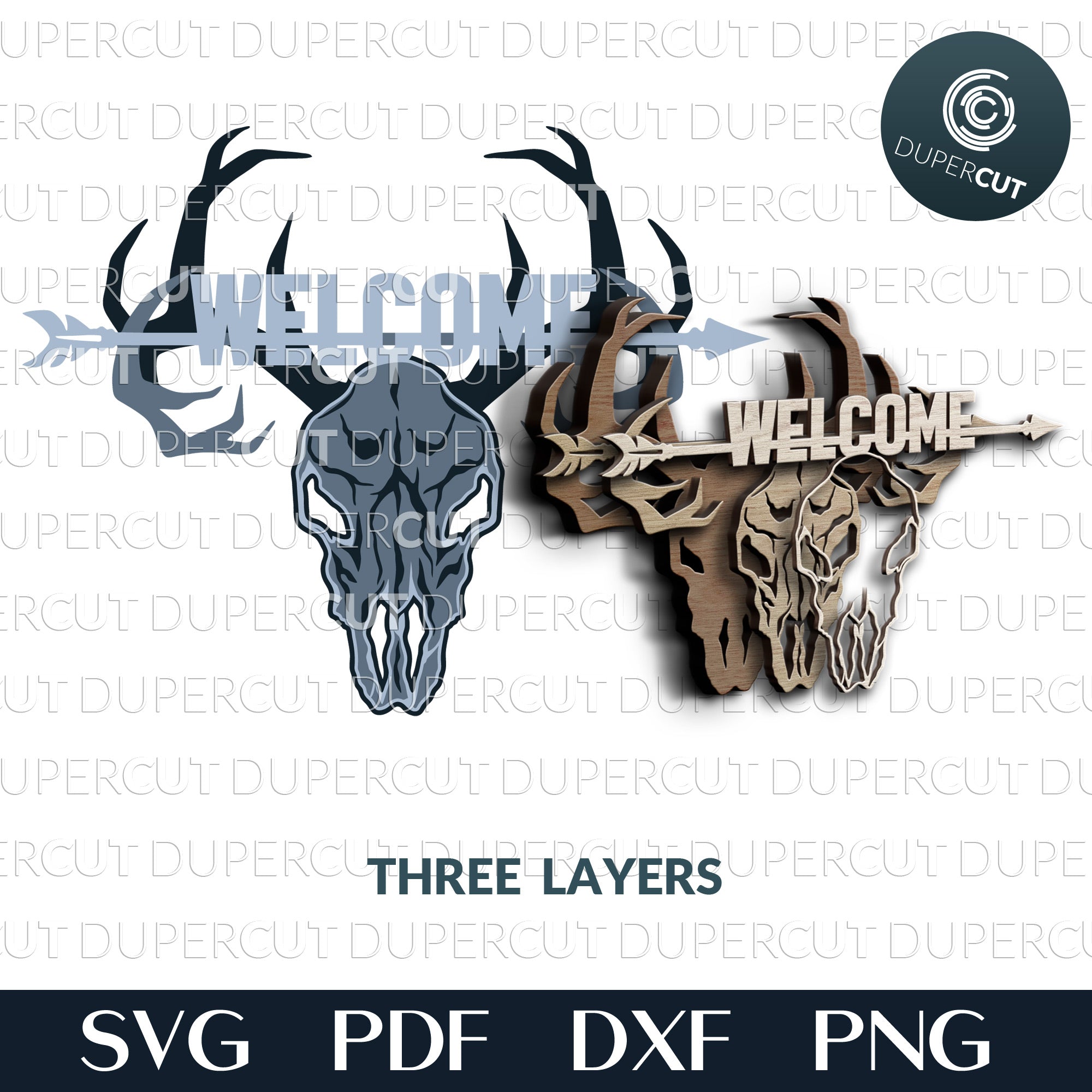 DEER SKULL WELCOME SIGN - SVG / PDF / DXF – DuperCut