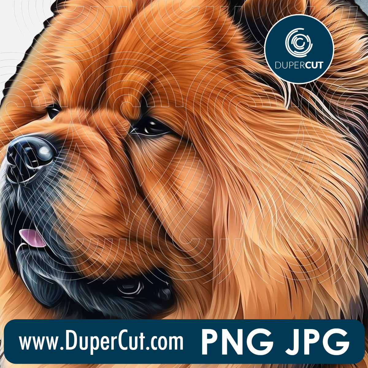 Chow Chow dog breed - JPG PNG file transparent background, high res pattern for sublimation, print on demand by www.dupercut.com