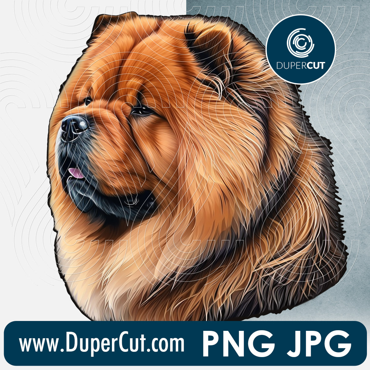 Chow Chow dog breed - JPG PNG file transparent background, high res pattern for sublimation, print on demand by www.dupercut.com