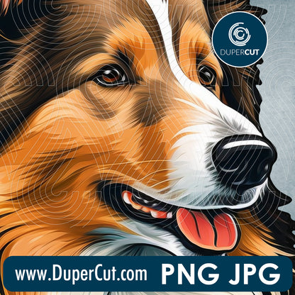 Collie dog breed - JPG PNG file transparent background, high res pattern for sublimation, print on demand by www.dupercut.com
