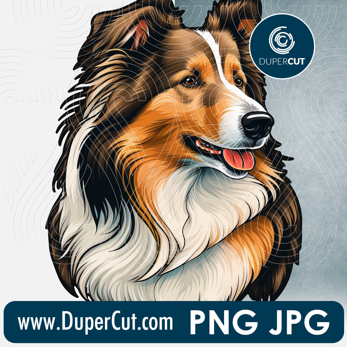 Collie dog breed - JPG PNG file transparent background, high res pattern for sublimation, print on demand by www.dupercut.com