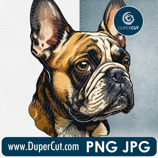 French Bulldog dog breed high resolution template - JPG PNG sublimation files transparent background by www.DuperCut.com