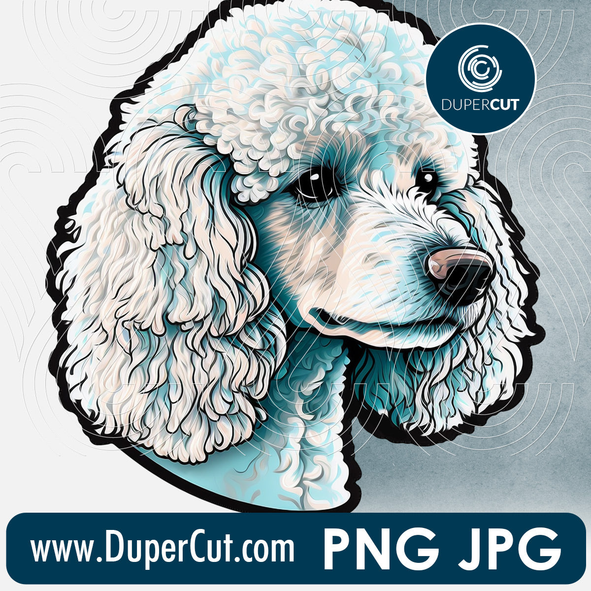 Poodle dog breed - JPG PNG file transparent background, high res pattern for sublimation, print on demand by www.dupercut.com