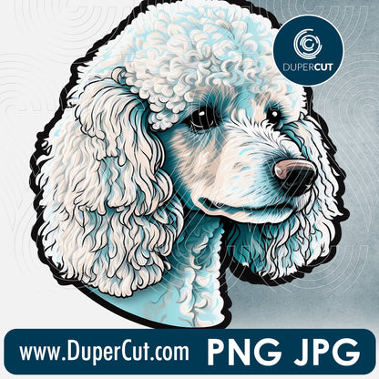 Poodle dog breed - JPG PNG file transparent background, high res pattern for sublimation, print on demand by www.dupercut.com