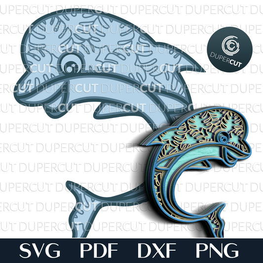 Baby dolphin - sea creatures cutting template - SVG PDF DXF layered files for Glowforge, Cricut, Silhouette Cameo, CNC laser machines by DuperCut