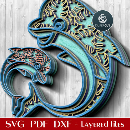 Dolphin family - cutting template - SVG PDF DXF layered files for Glowforge, Cricut, Silhouette Cameo, CNC laser machines by DuperCut