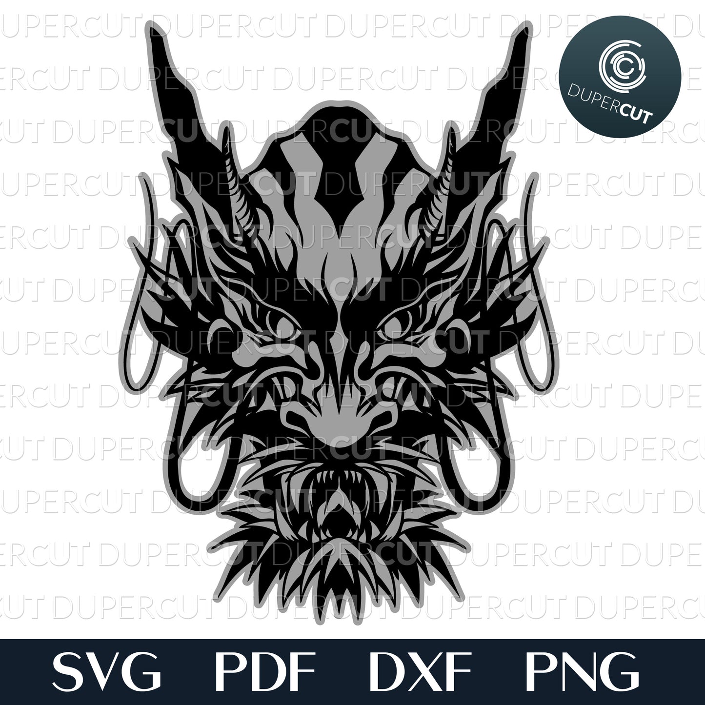 Layered laser cutting files- Chinese dragon. Papercutting template for commercial use. SVG files for Silhouette Cameo, Cricut, Glowforge, DXF for CNC, laser cutting, print on demand