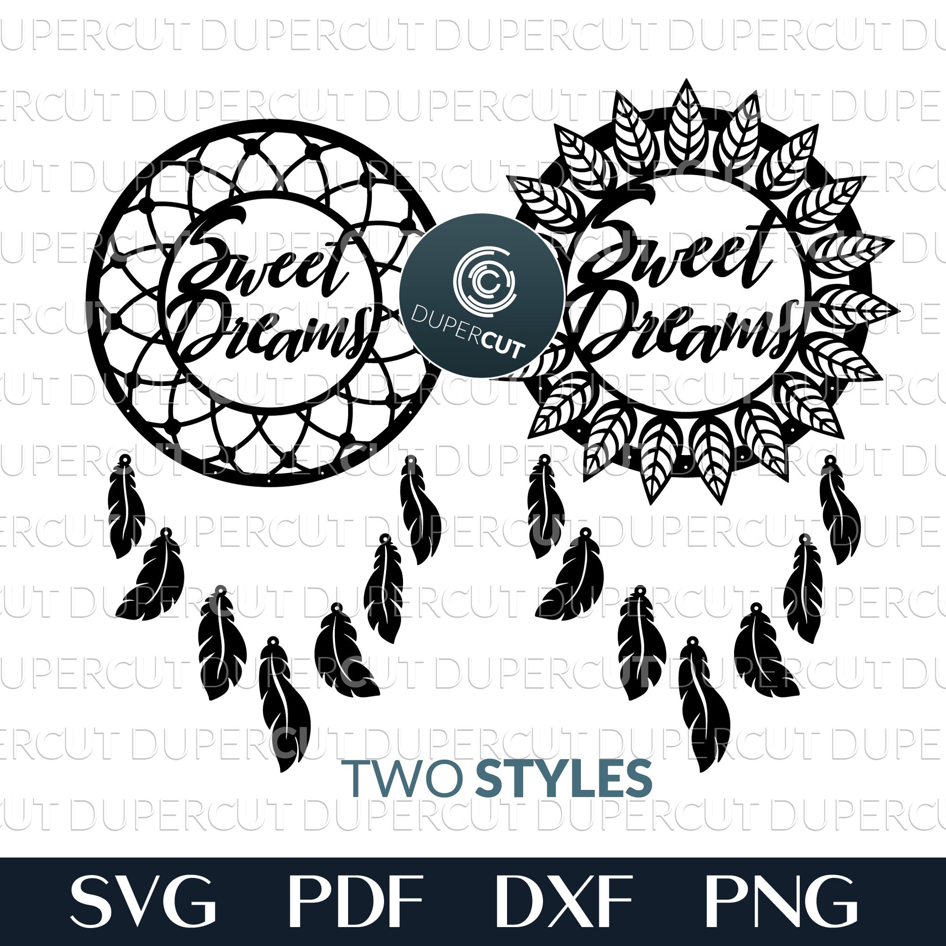 Native american Dreamcatcher - baby room decoration, sweet dreams sign, attachable feathers. SVG PDF DXF vector files for Glowforge and laser CNC machines.