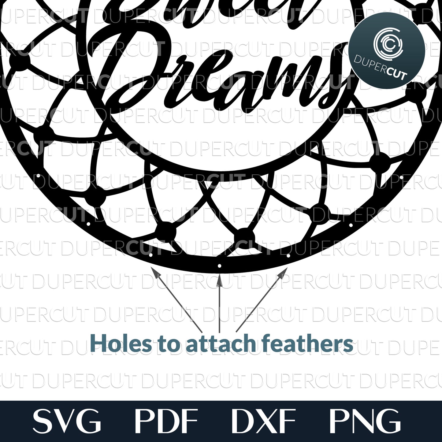 Personalised Native American Dreamcatcher - add custom baby name, attachable feathers. SVG PDF DXF vector files for Glowforge and laser CNC machines.