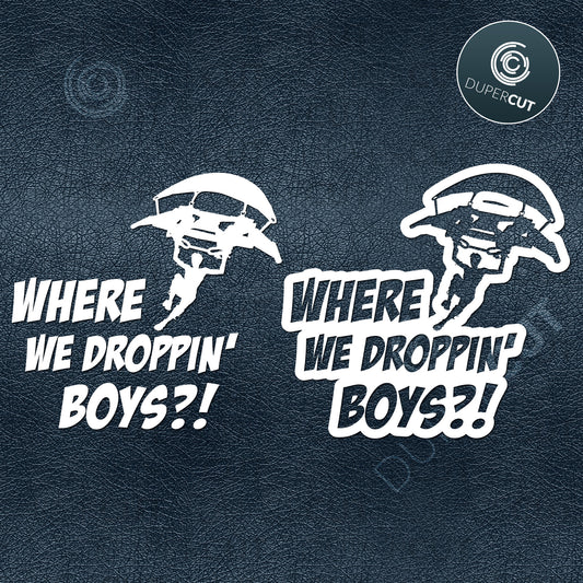 Where are we droppin' boys?! DIY cake topper. Paper cutting template SVG PNG DXF files. For DIY projects Cricut, Glowforge, Silhouette Cameo, CNC Machines.
