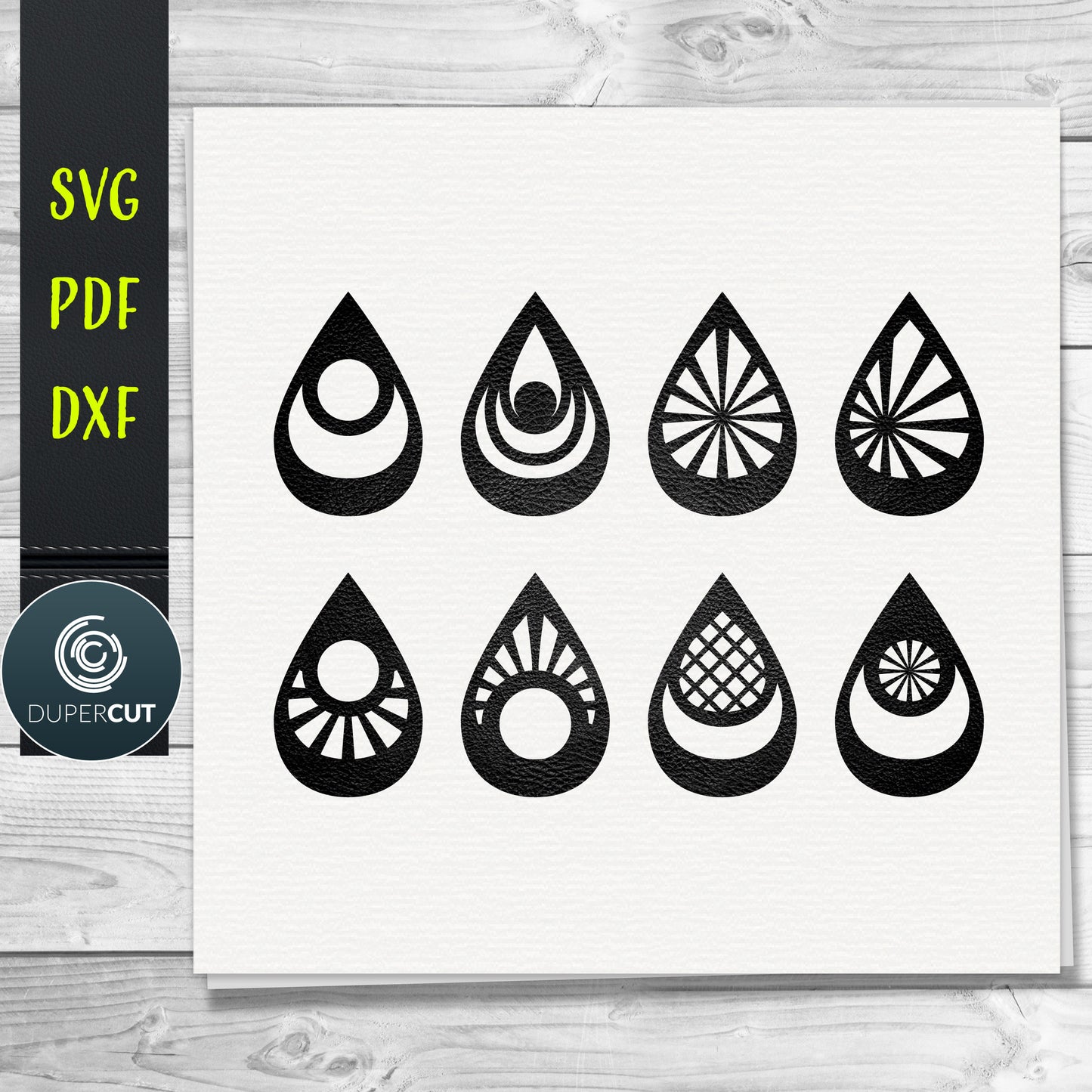 DIY Leather Earrings SVG PDF DXF vector files. Jewellery making template for laser and cutting machines - Glowforge, Cricut, Silhouette Cameo.