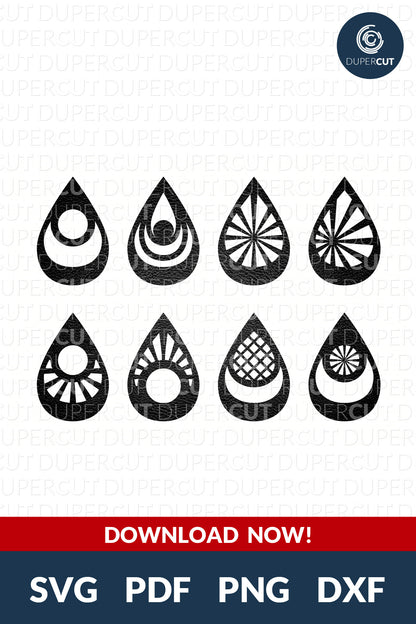 DIY Geometric Leather woodworking Earrings SVG PDF DXF vector files. Jewellery making template for laser and cutting machines - Glowforge, Cricut, Silhouette Cameo.