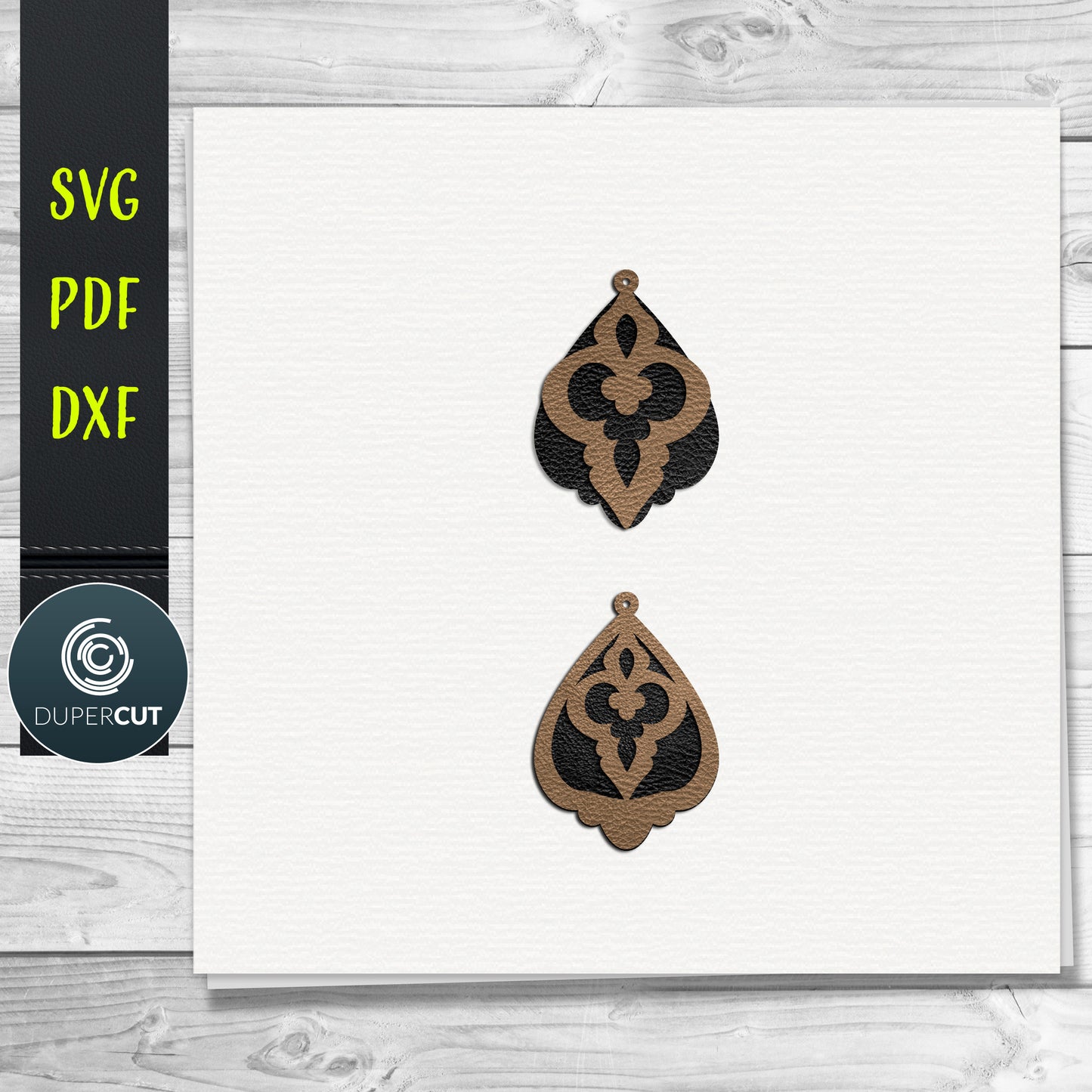 Simple DIY Layered Leather Earrings SVG PDF DXF vector files. Jewellery making template for laser and cutting machines - Glowforge, Cricut, Silhouette Cameo.