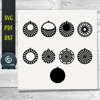 Greek pattern, stripes, circles. DIY Layered Leather Earrings SVG PDF DXF vector files. Jewellery making template for laser and cutting machines - Glowforge, Cricut, Silhouette Cameo.