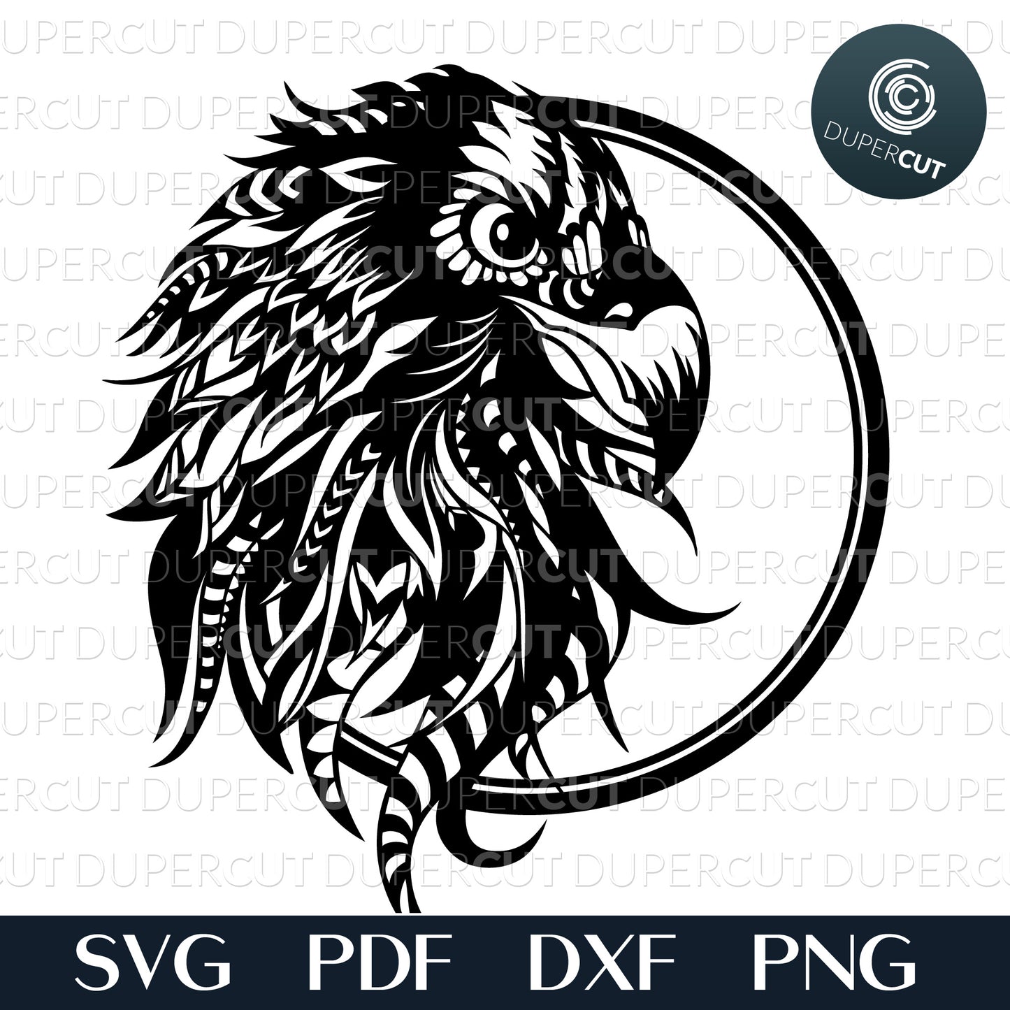Laser files - Zentangle drawing eagle. SVG PNG DXF cutting files for Cricut, Glowforge, Silhouette cameo, laser engraving