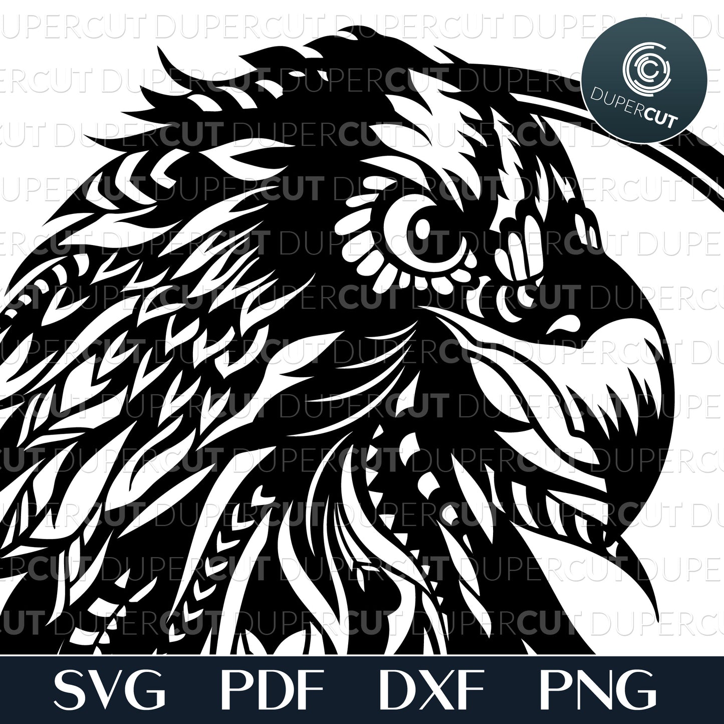 Decorative Eagle laser template. SVG PNG DXF cutting files for Cricut, Glowforge, Silhouette cameo, laser engraving