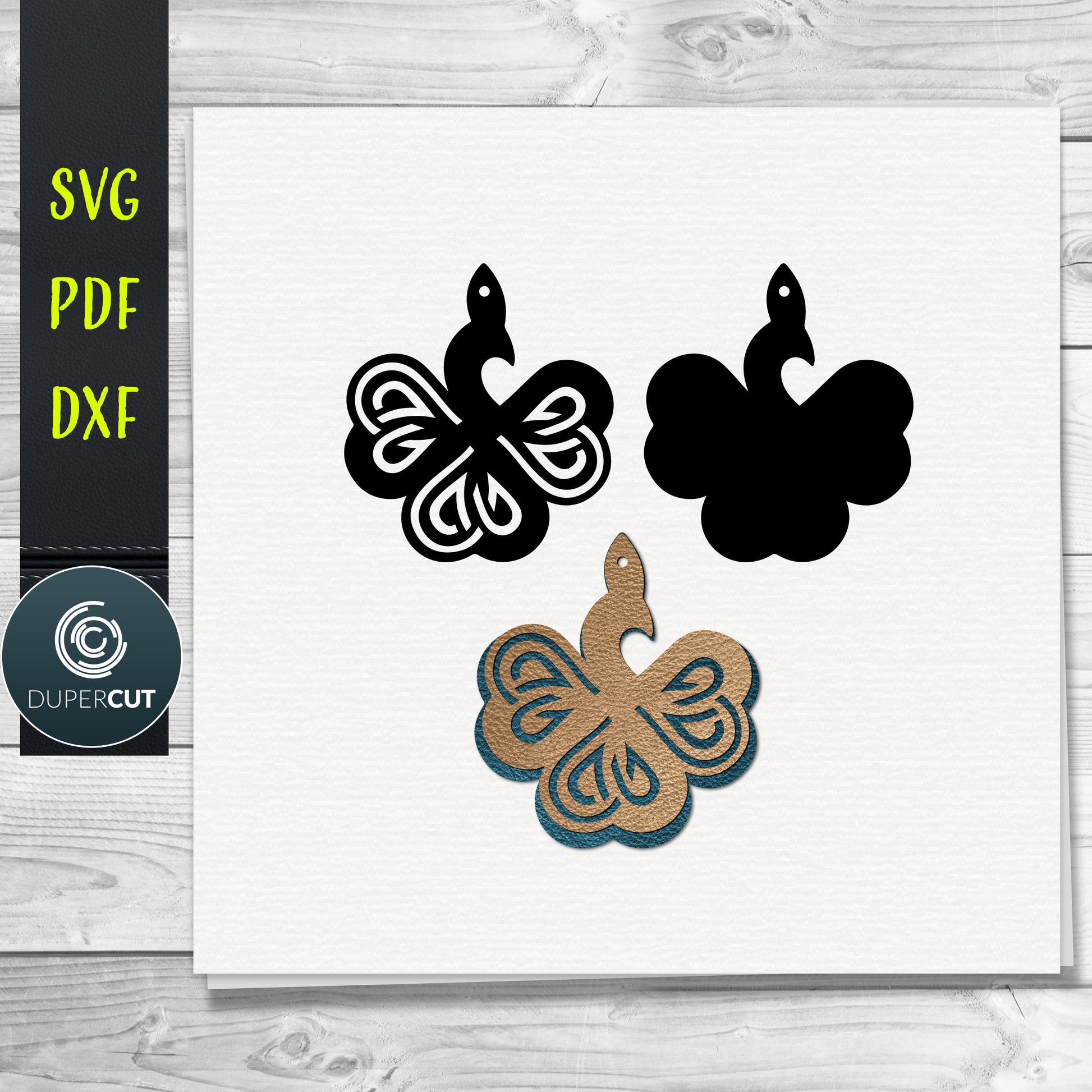 DIY Irish Celtic Shamrock leaf Layered Leather Earrings SVG PDF DXF vector files. Jewellery making template for laser and cutting machines - Glowforge, Cricut, Silhouette Cameo.