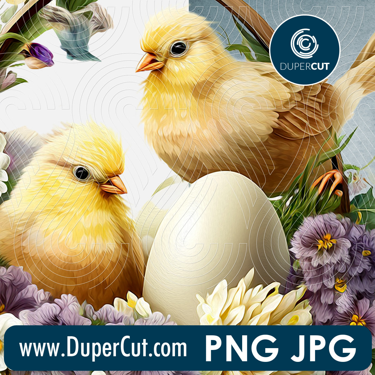 Floral Easter basket - full color files for sublimation, print on demand, high resolution PNG JPG template transparent background by www.dupercut.com