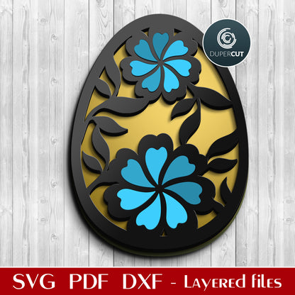 Floral pattern Easter egg - SVG DXF files layered laser cutting design for Glowforge, Cricut, Silhouette Cameo, CNC plasma machines by DuperCut.com