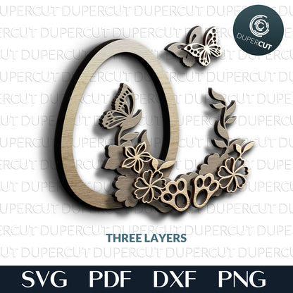 Floral Easter egg - SVG PDF DXF layered cutting files for Cricut, Silhouette Cameo, Glowforge laser, CNC plasma machines