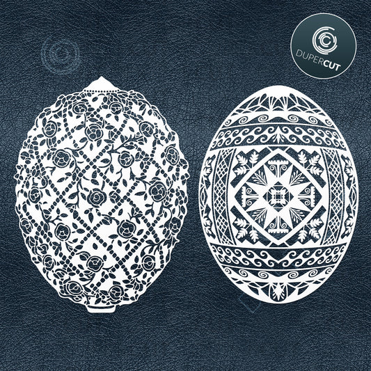 Paper cutting template - Easter Eggs - Pysanka Design