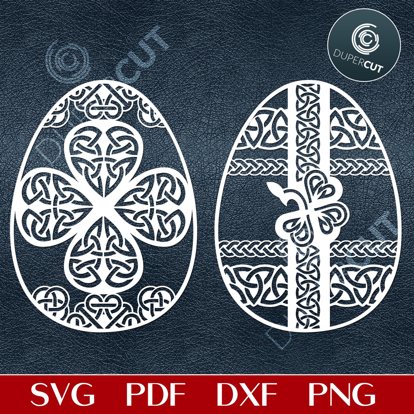 Celtic Irish easter eggs template - SVG DXF PNG vector files for laser and CNC machines, Cricut, Silhouette Cameo, Glowforge projects. 