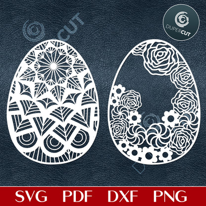 Easter eggs cutting template for beginners - SVG DXF PNG vector files for laser and CNC machines, Cricut, Silhouette Cameo, Glowforge projects. 