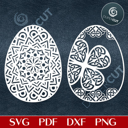 Pysanka easter eggs cutting files - SVG DXF PNG vector files for laser and CNC machines, Cricut, Silhouette Cameo, Glowforge projects. 