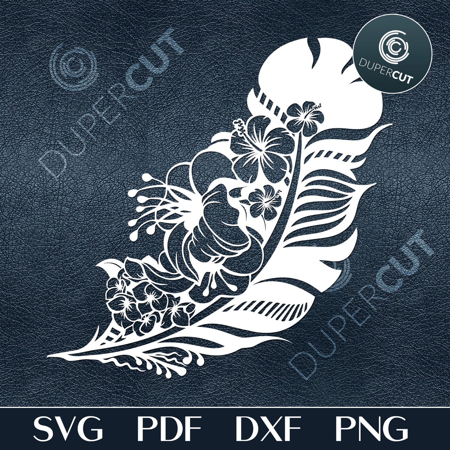 Papercutting Template - Floral Feather - Decorative Feather cutting file